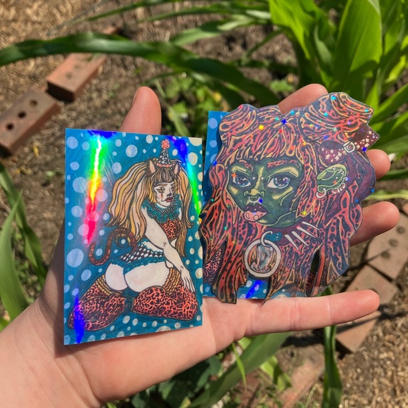 Handmade holographic stickers. 10 pack assorted. - Picture 7 of 8